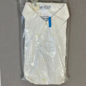 VTG Huntington Dress Shirt Button Down Collar 17-33 Cotton White NEW in Wrap